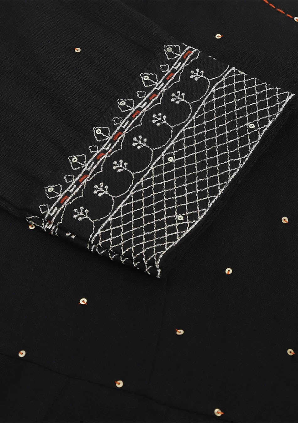 Black Embroidered Cotton Anarkali Kurta