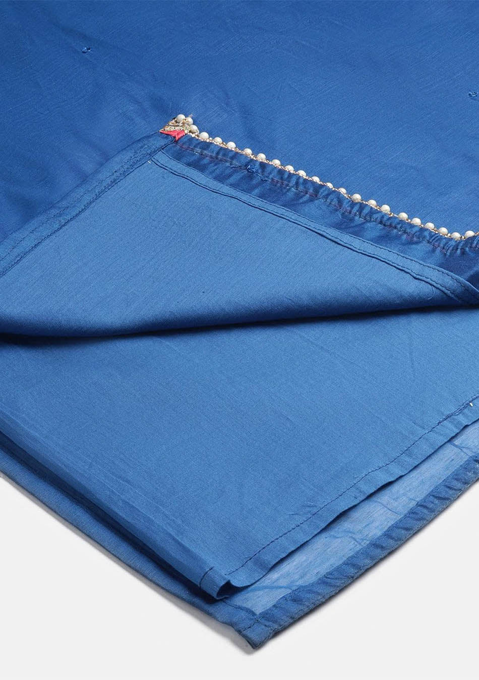Blue Solid Chanderi Kurta Skirt Set with Dupatta