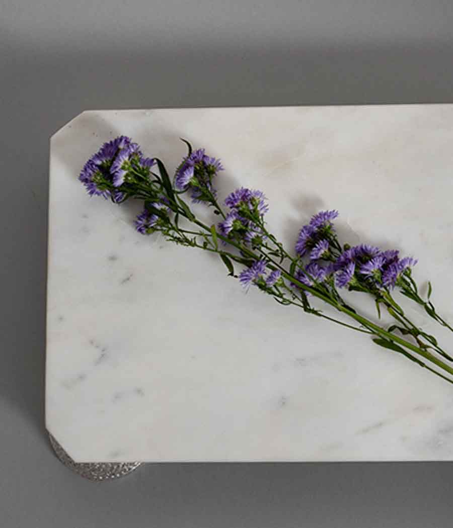 Silver Sheen + Marble Serving Platter