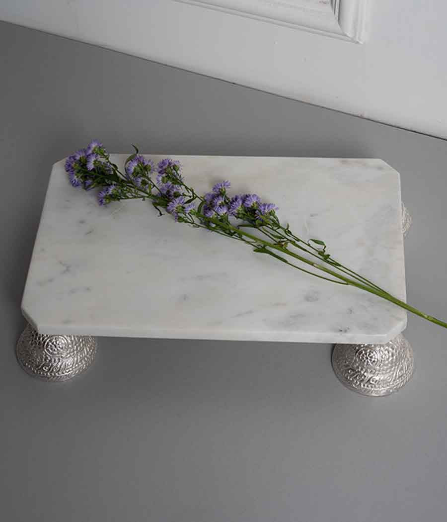 Silver Sheen + Marble Serving Platter
