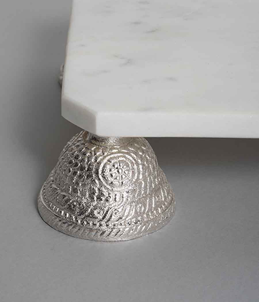 Silver Sheen + Marble Serving Platter