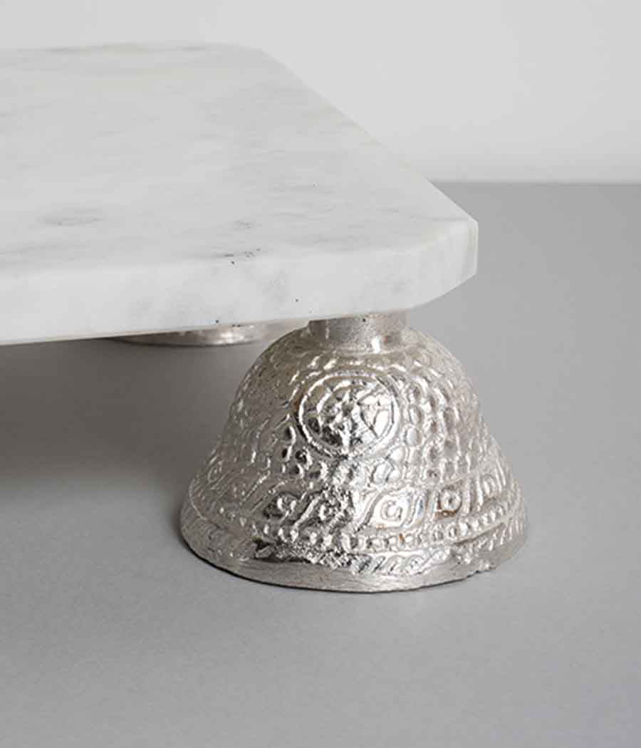 Silver Sheen + Marble Serving Platter