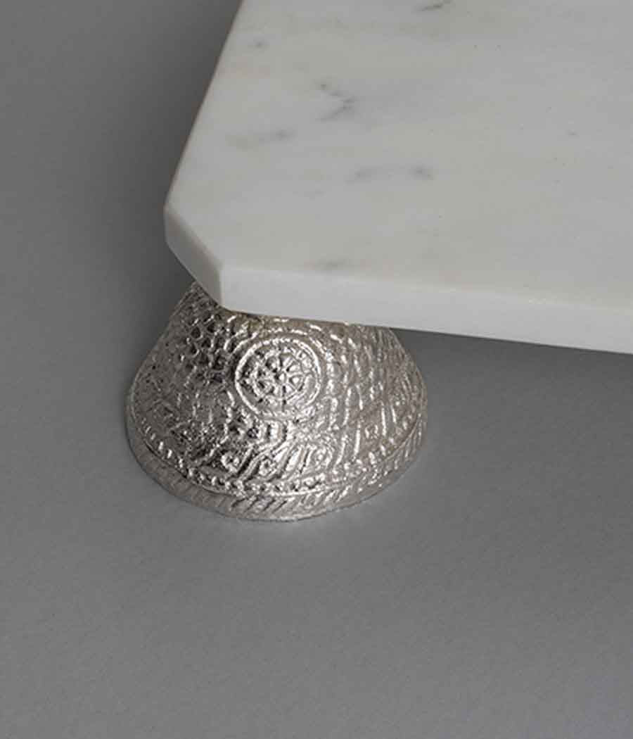Silver Sheen + Marble Serving Platter