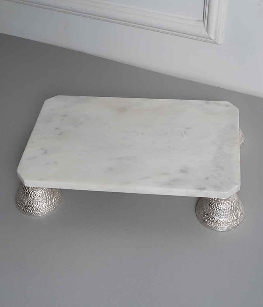 Silver Sheen + Marble Serving Platter
