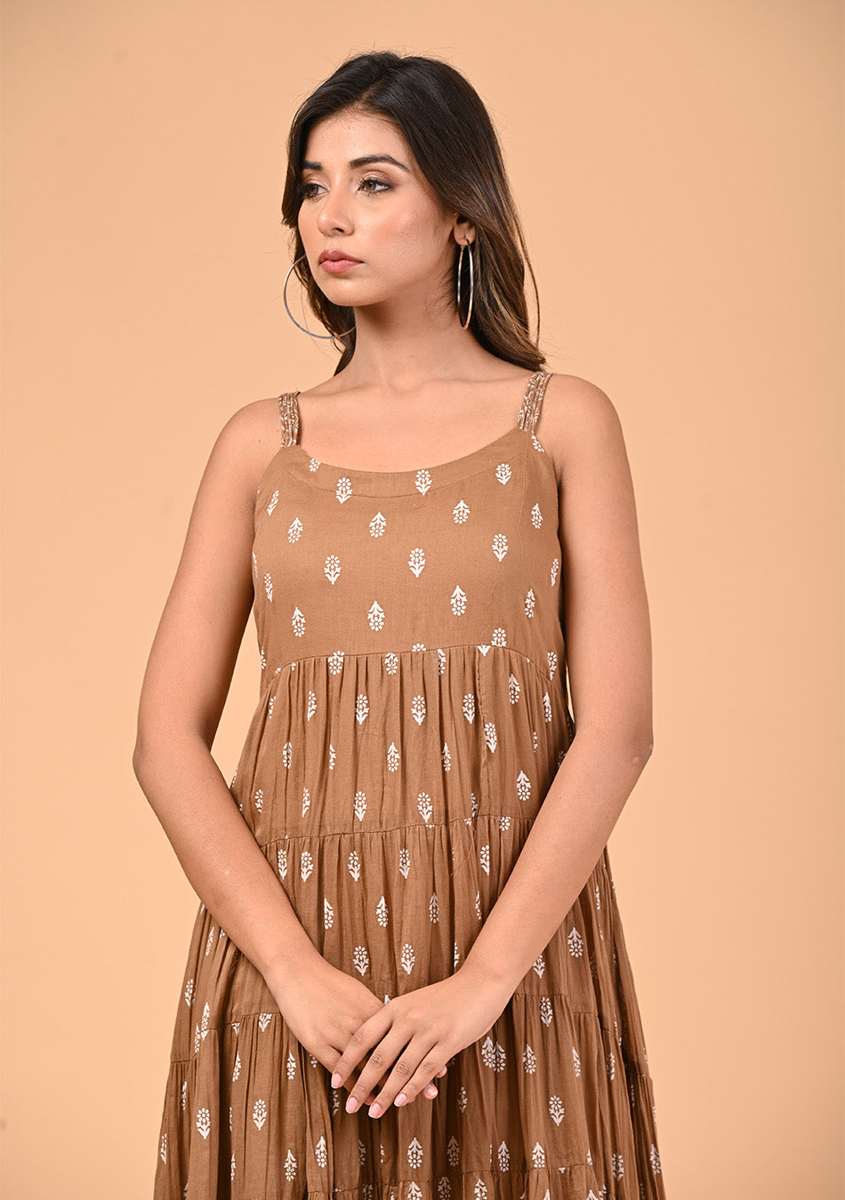 Coffee Tiered Dress