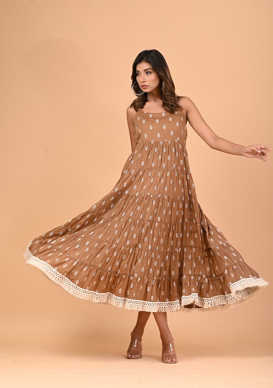 Coffee Tiered Dress