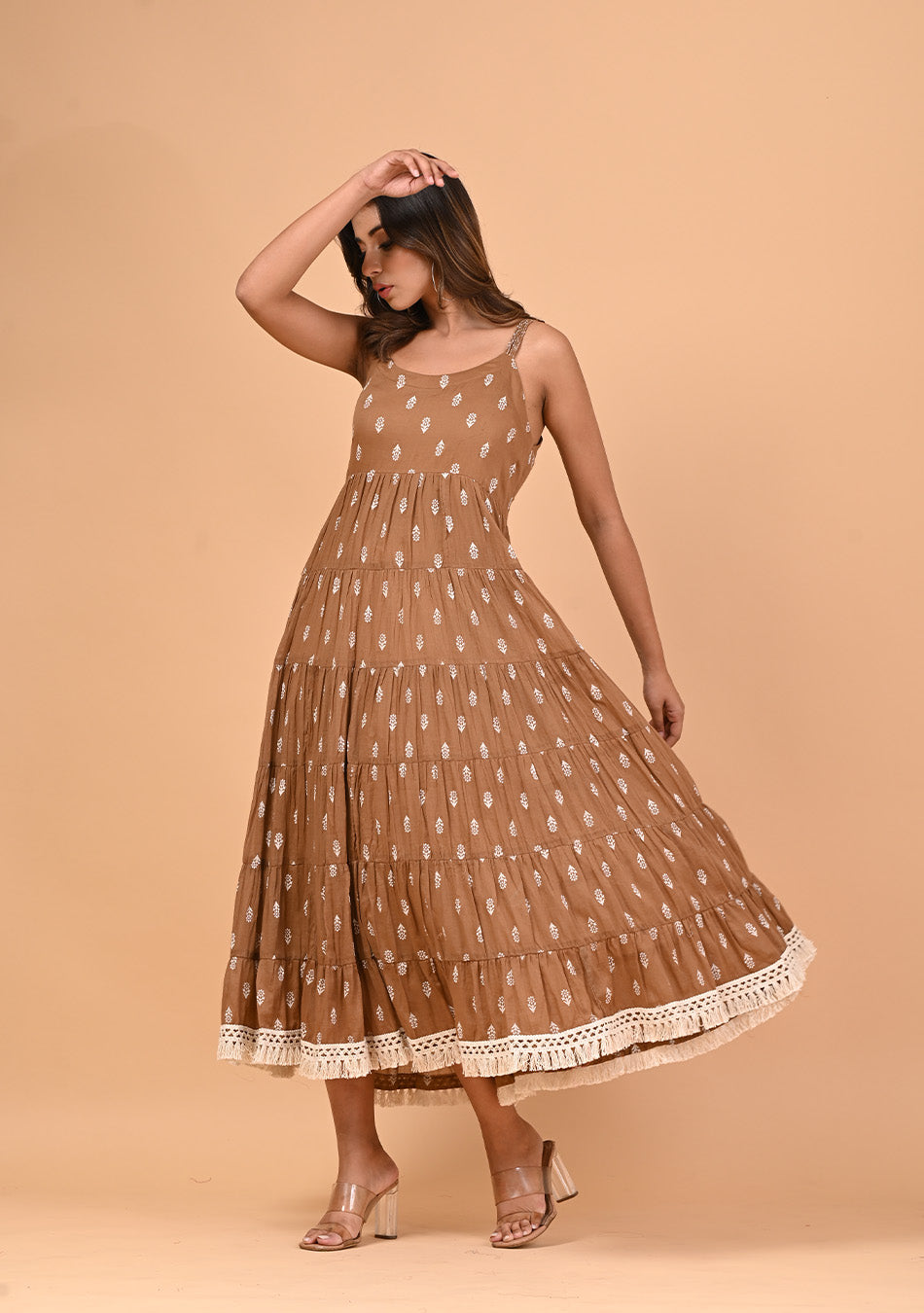 Coffee Tiered Dress