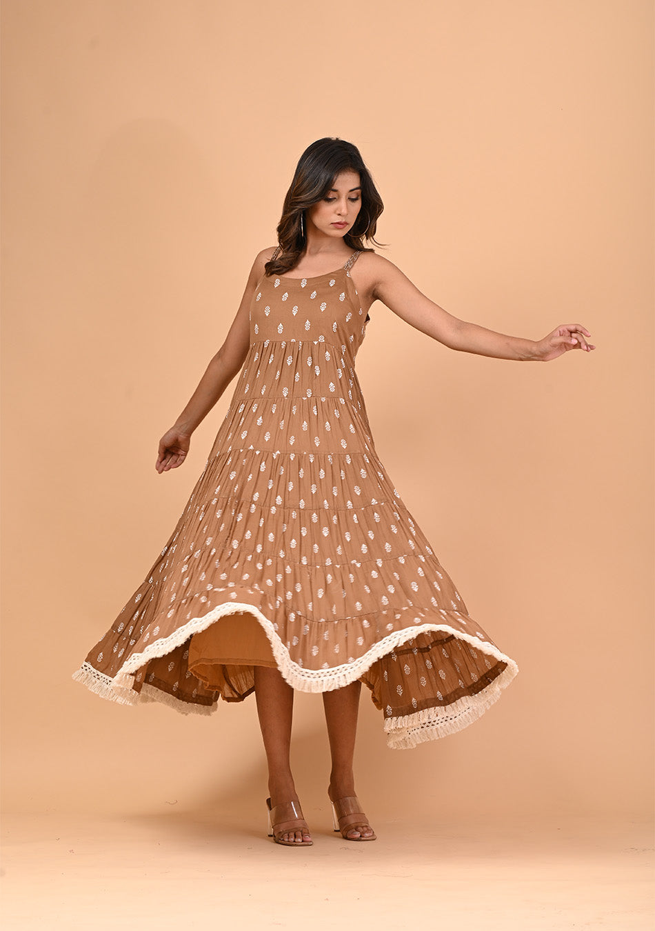 Coffee Tiered Dress