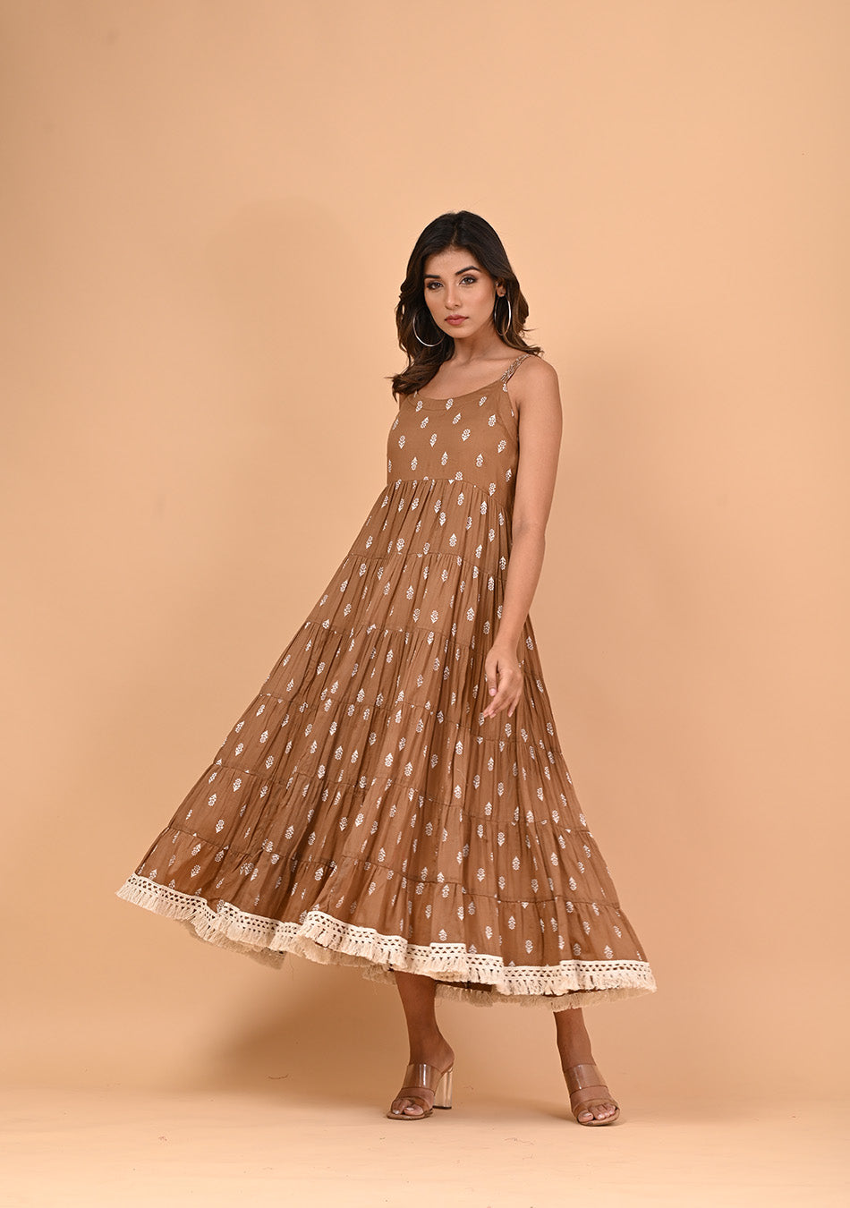 Coffee Tiered Dress
