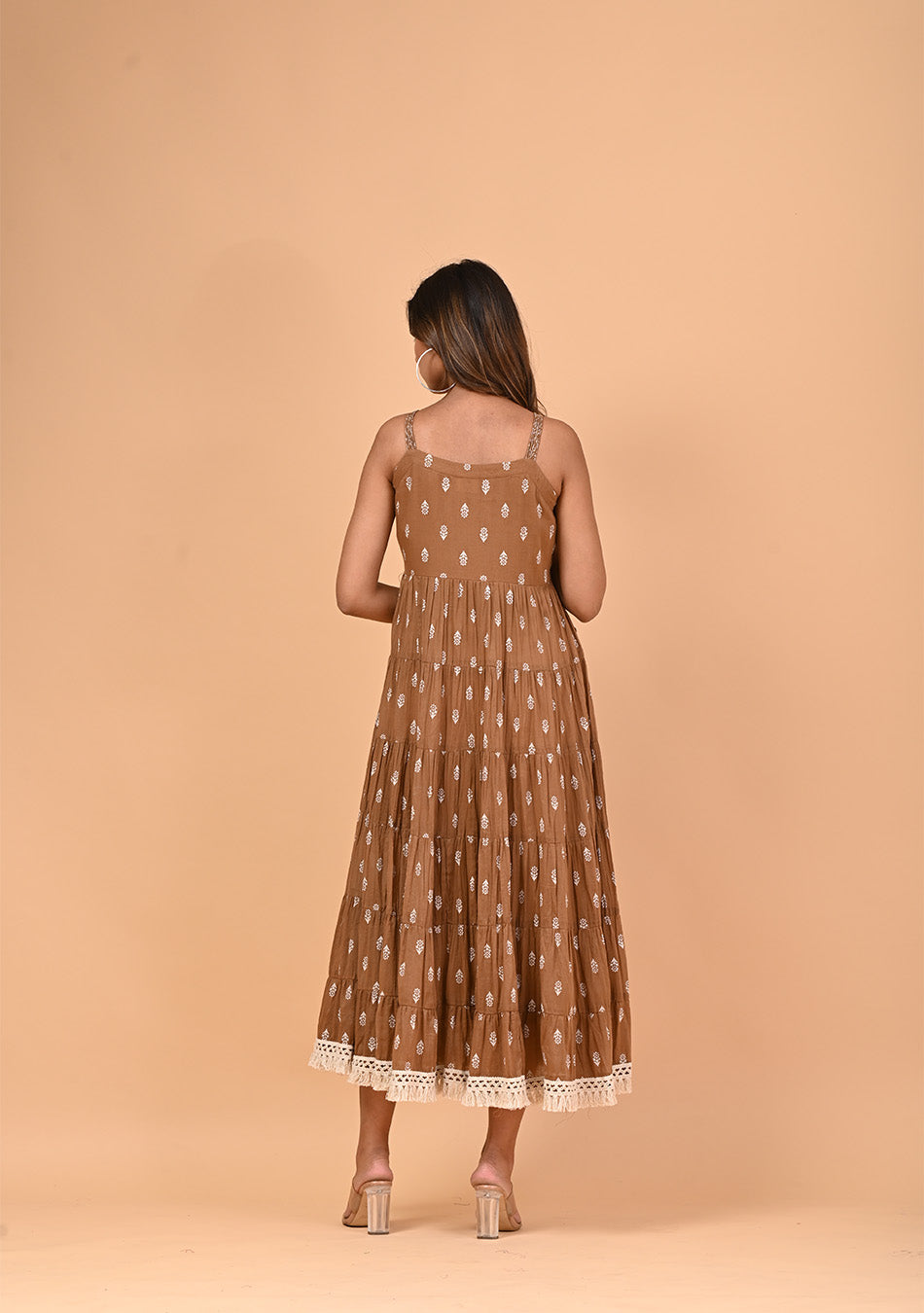 Coffee Tiered Dress