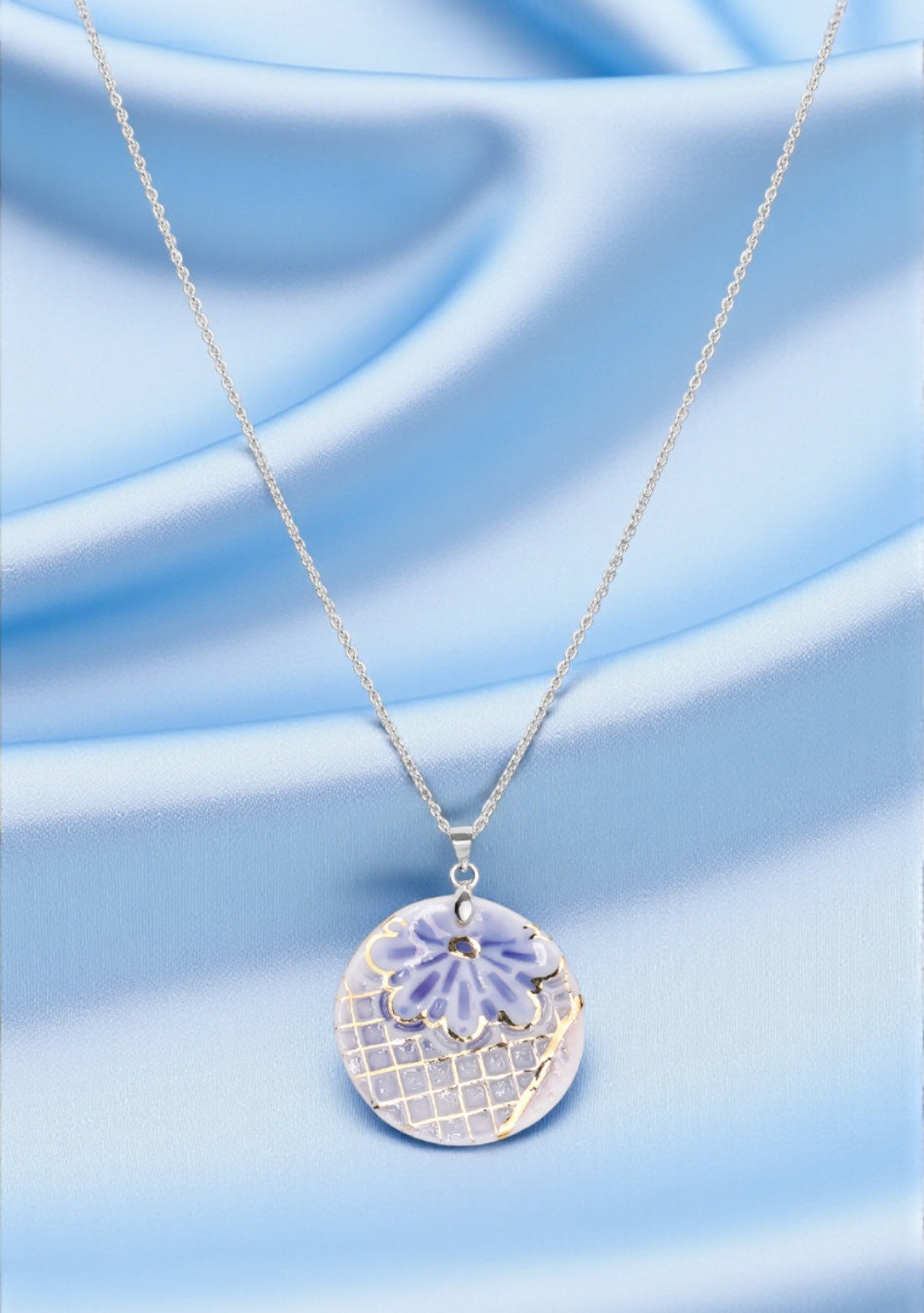 Sea blue Petal Earrings and Necklace set