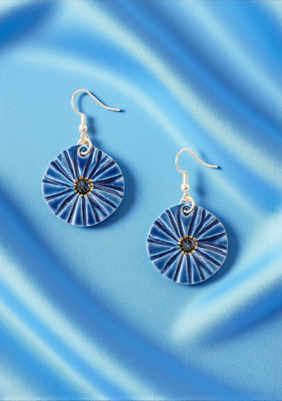 Round Blue Earrings