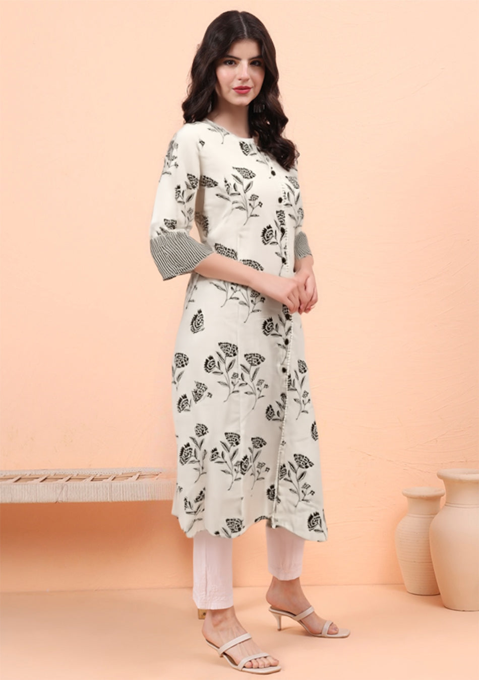 Chalk Mist Blossom Kurta