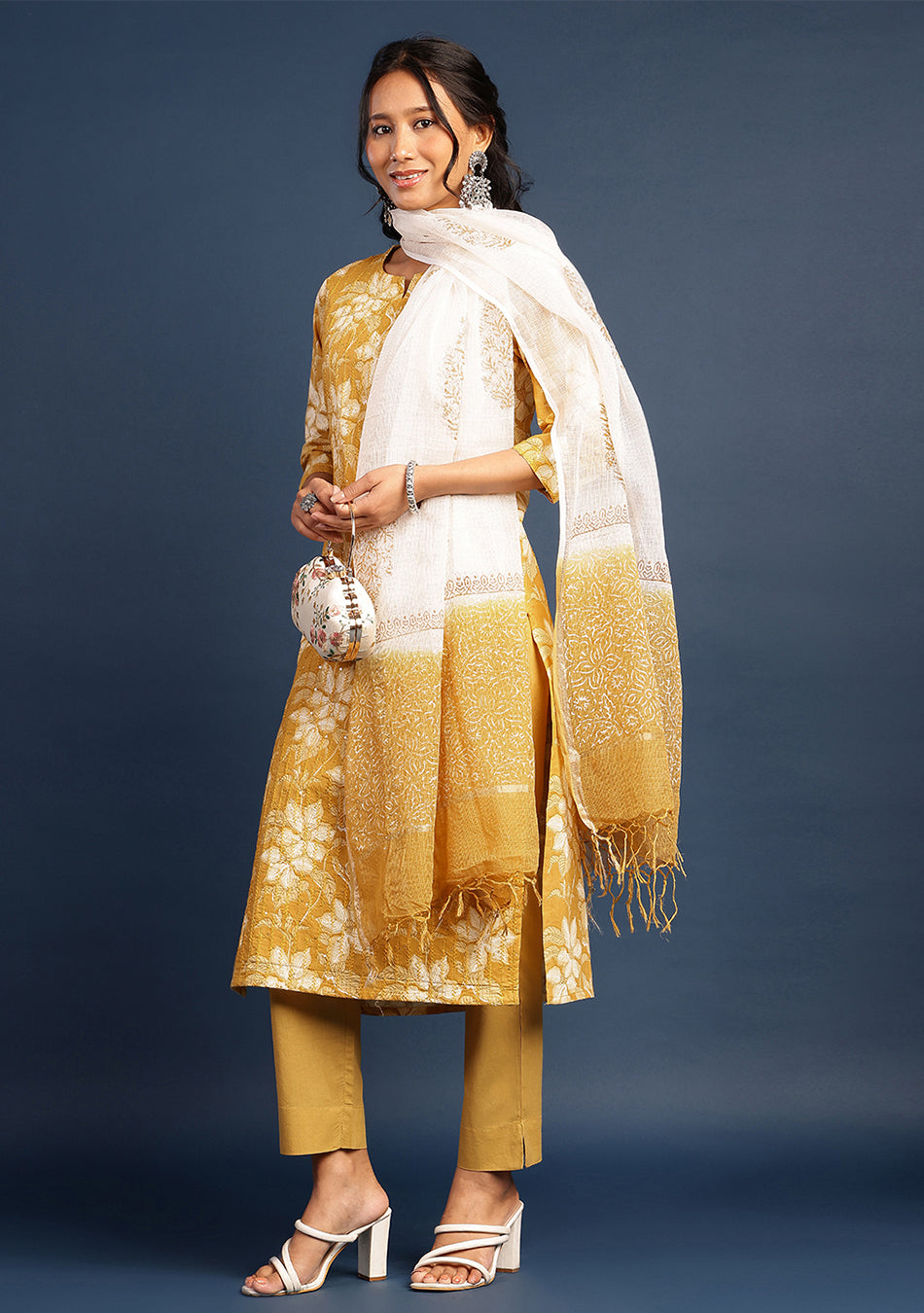 Golden Marigold SUIT SET WITH KOTA DUPATTA