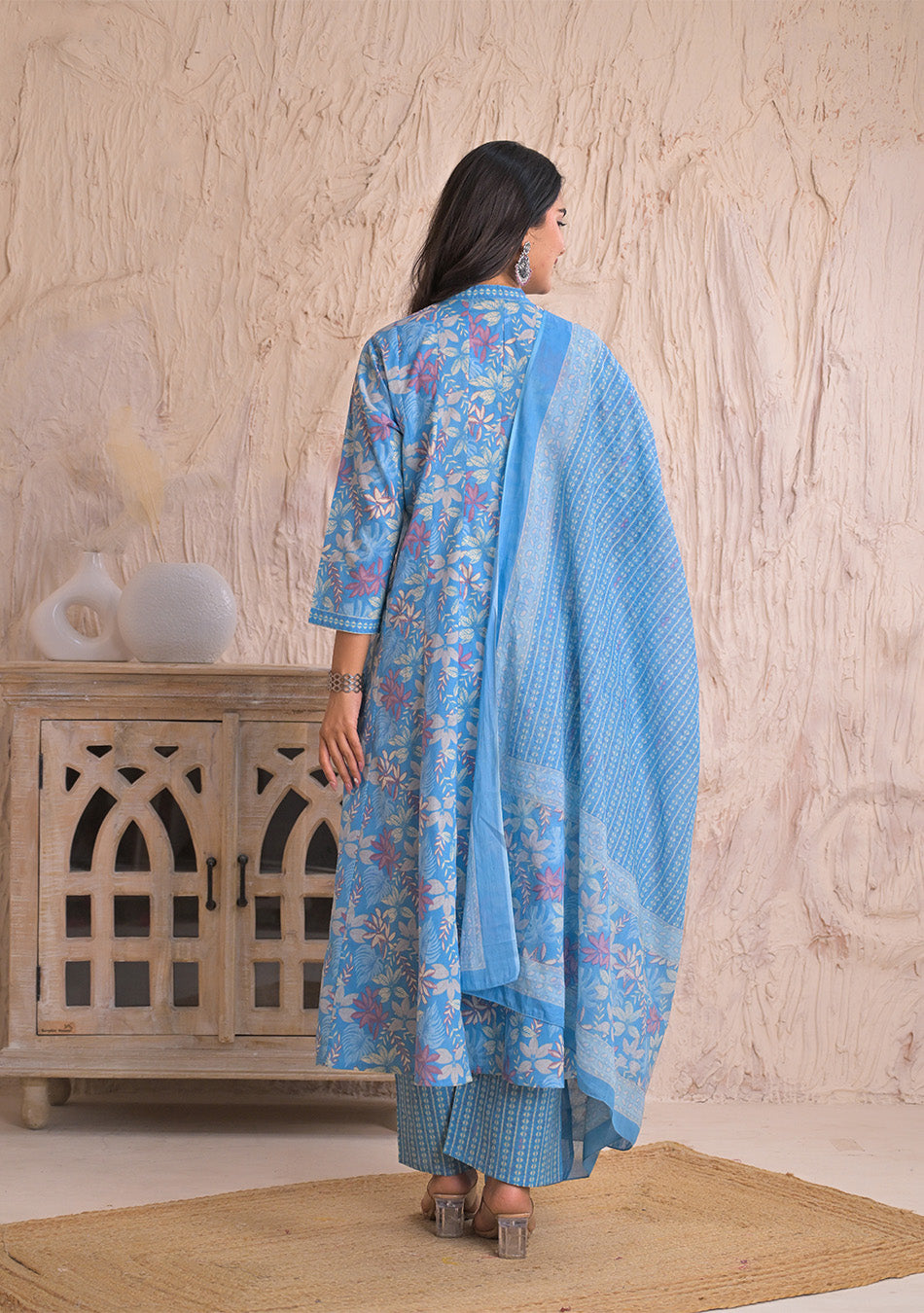 Sky Blossom Breeze Anarkali Set