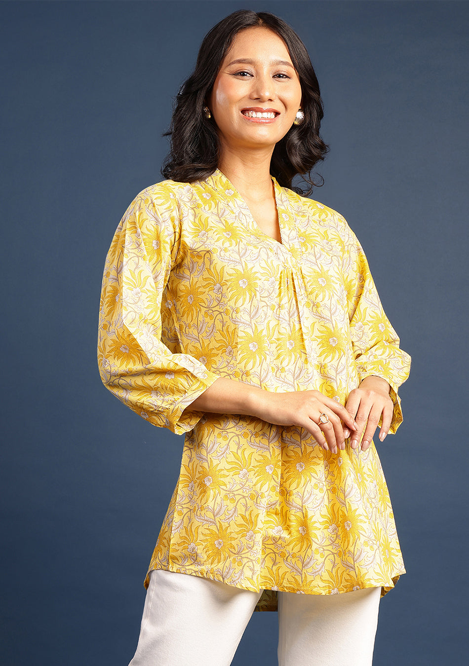Sunflare Bloom Pleated Top