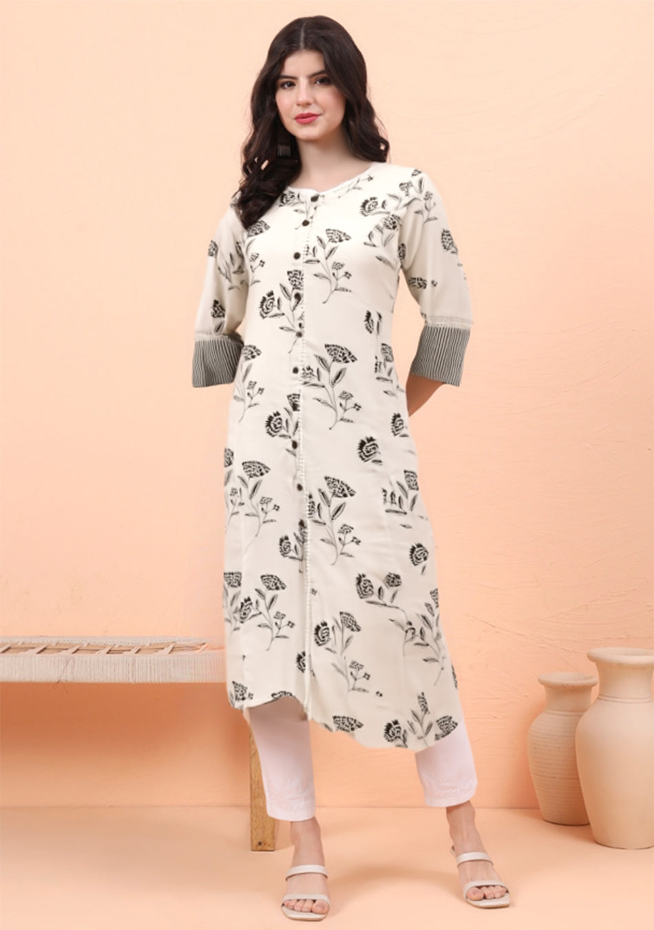 Chalk Mist Blossom Kurta