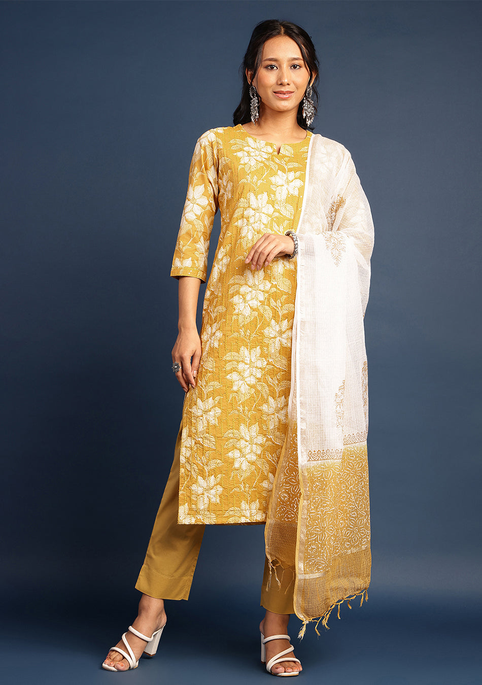 Golden Marigold SUIT SET WITH KOTA DUPATTA