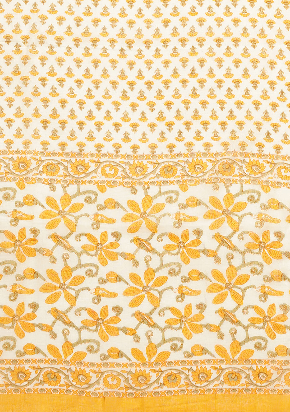White And Yellow Floral Anarkali Kurta Pant Set With Dupatta