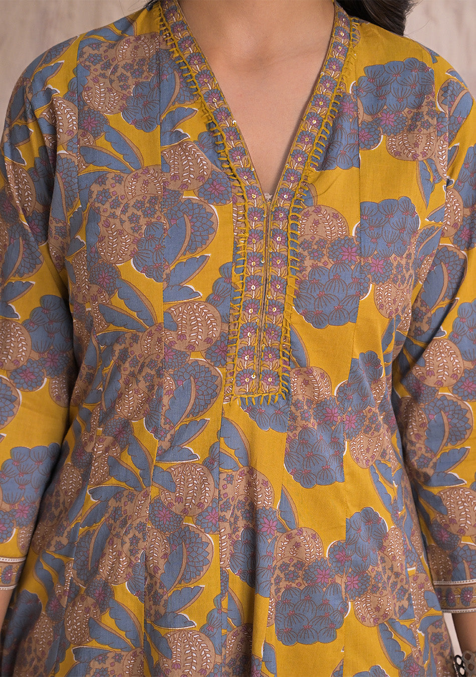 Mustard Twilight Bloom Anarkali Set