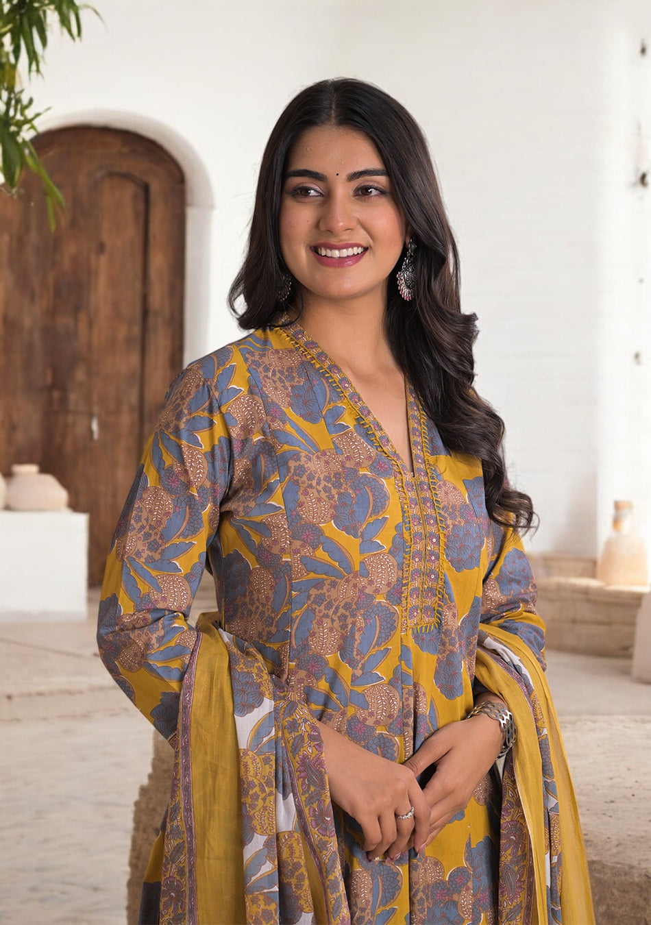 Mustard Twilight Bloom Anarkali Set