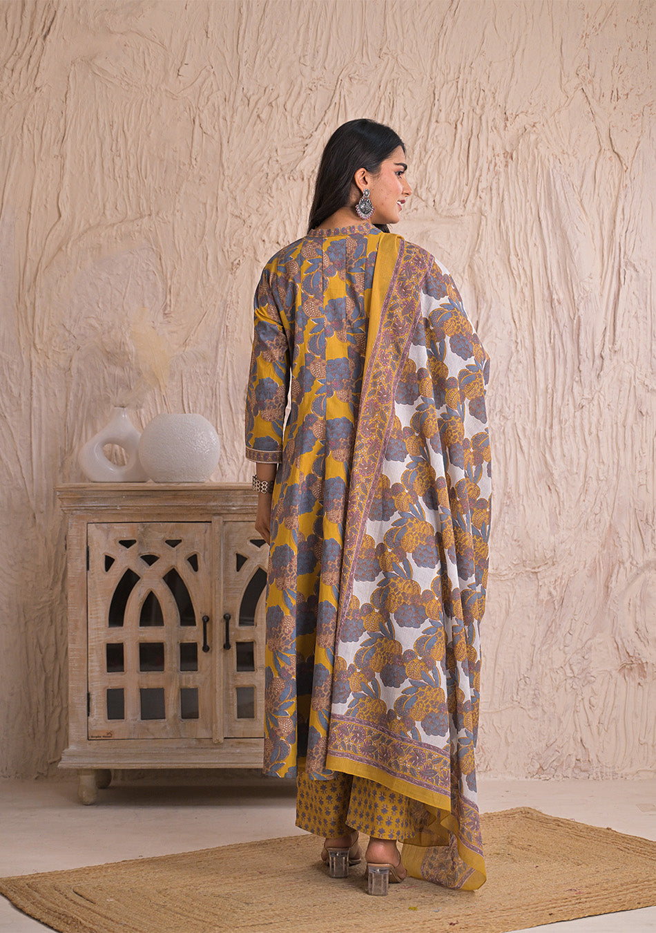 Mustard Twilight Bloom Anarkali Set