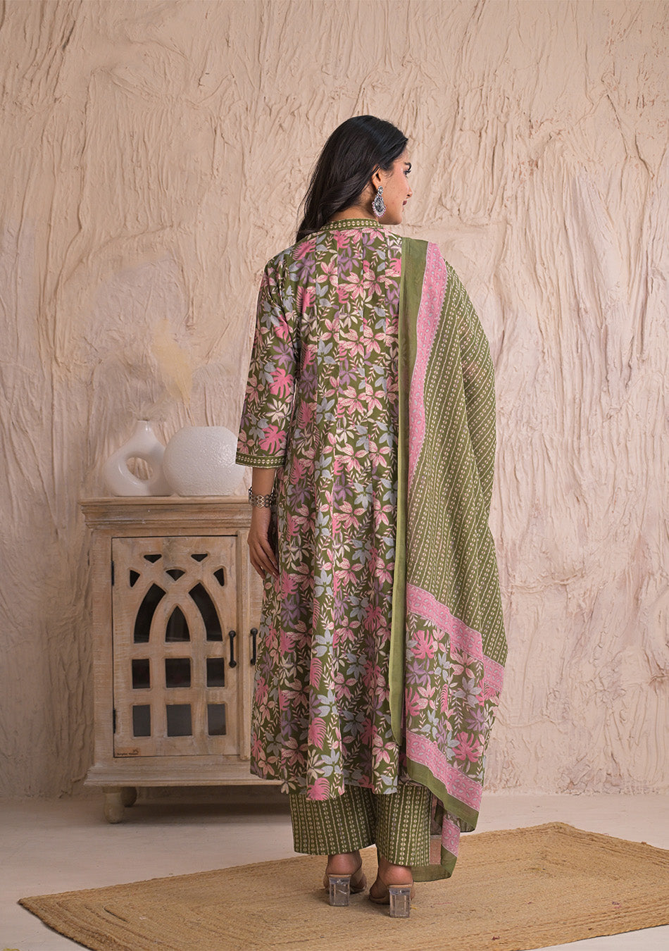 Olive Petal Breeze Anarkali Set