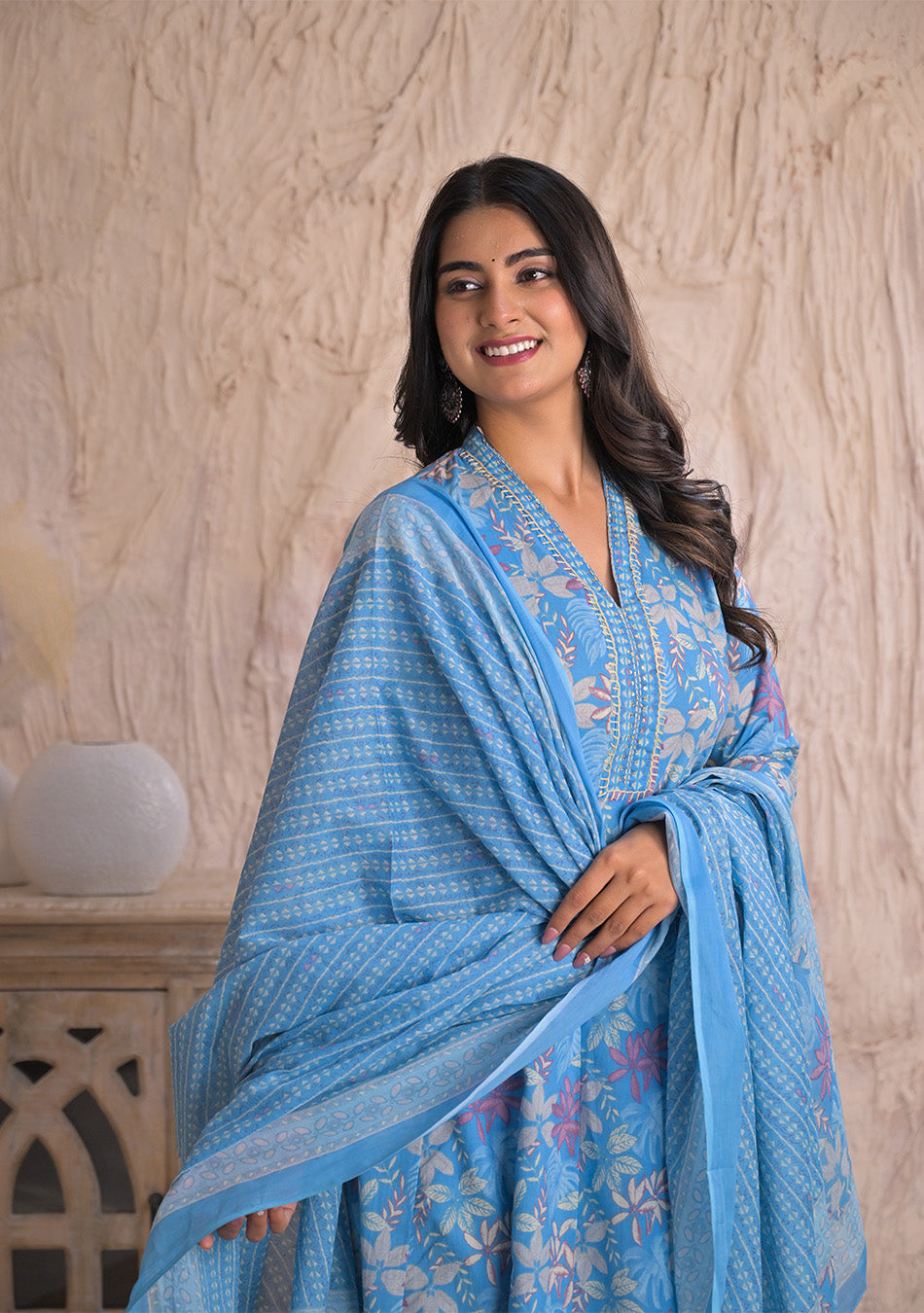 Sky Blossom Breeze Anarkali Set