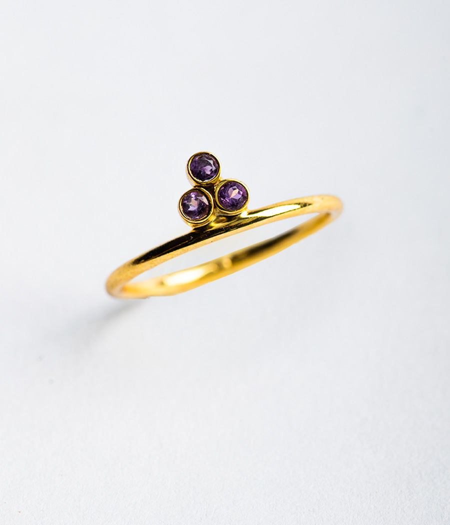 Minimal Amethyst Gold Plated Ring