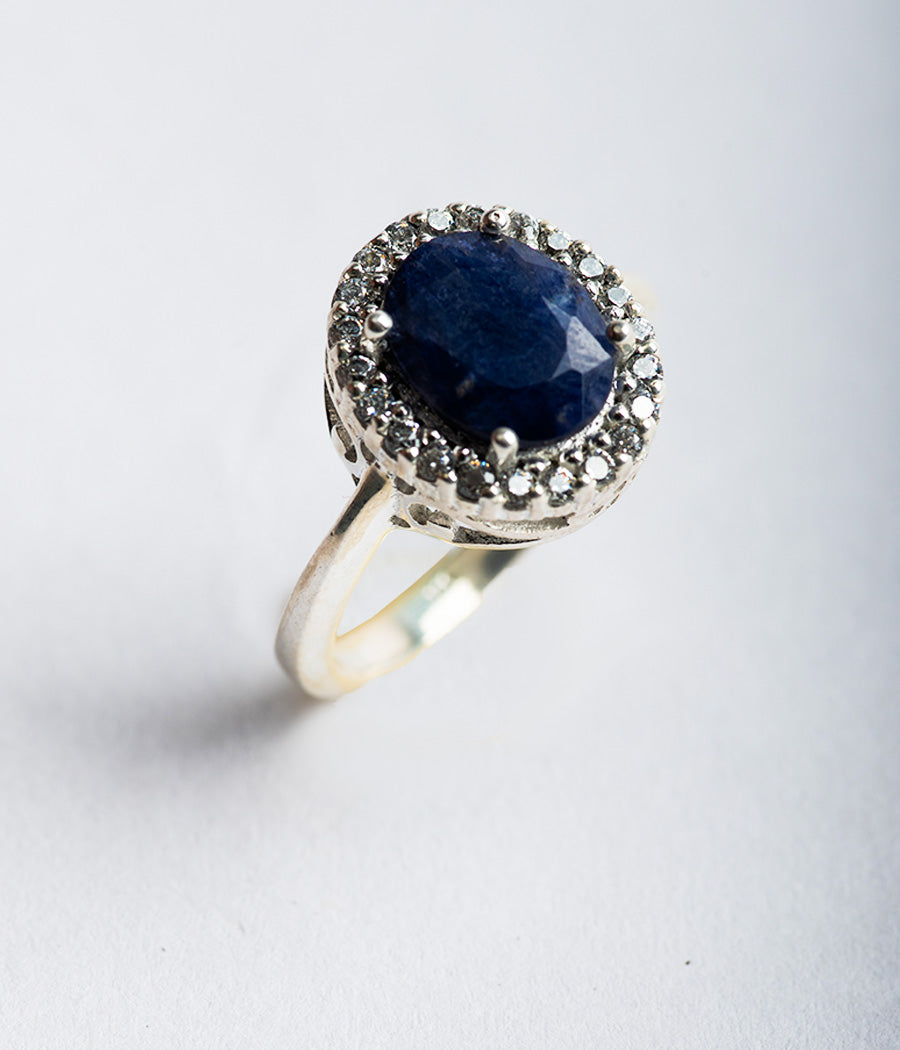 Blue Topaz Promise Finger Ring