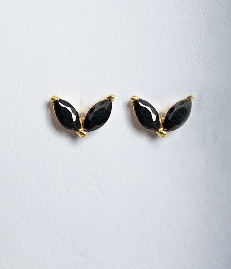 Black Onyx Leaf-Cut Earrings