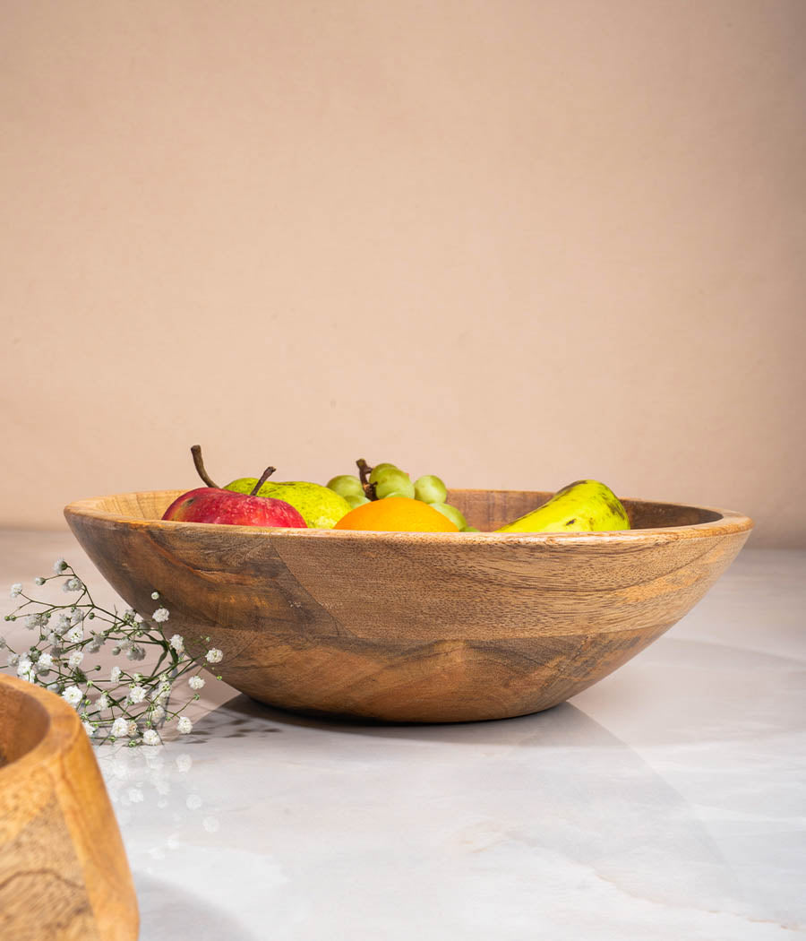 Orchid Wooden Serving Bowl