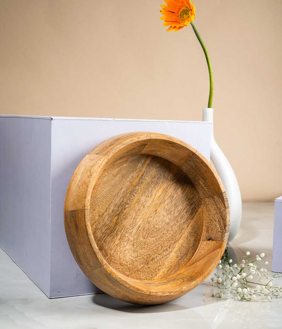 Lily Wooden Serving Bowl