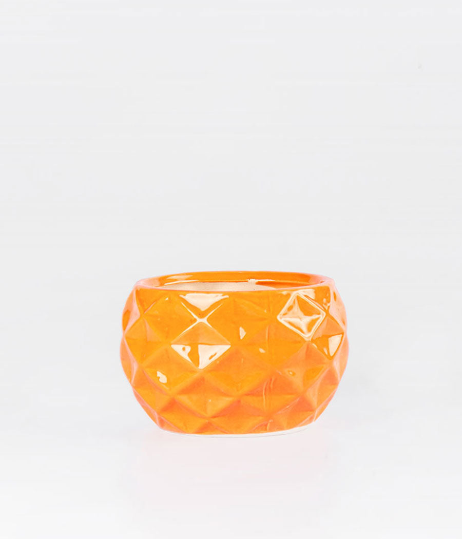 Orange Diamond Cut Round Planter Online