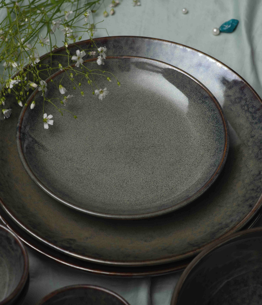 olive green plates set