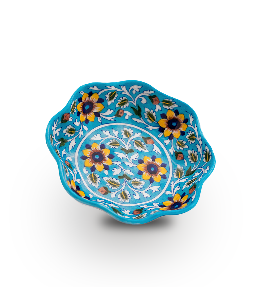 Yellow Floral Serving Bowl