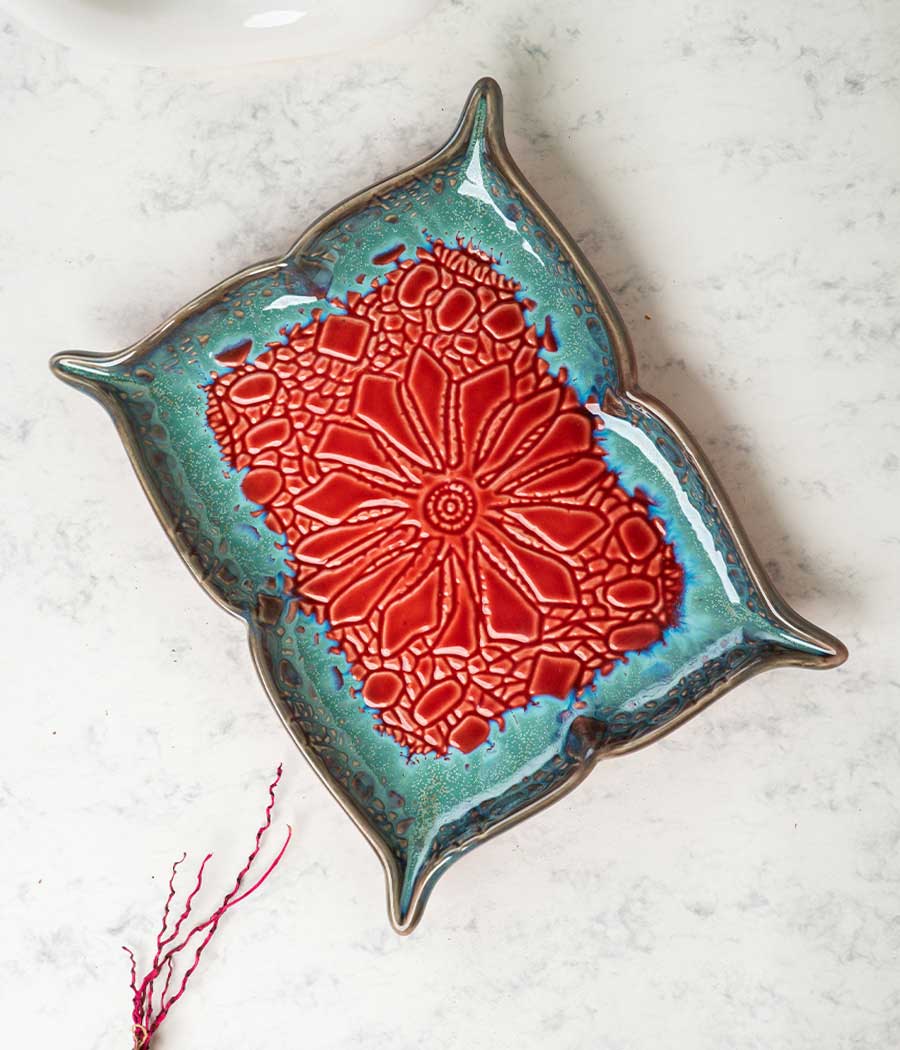 Mandala Red Ceramic Platter