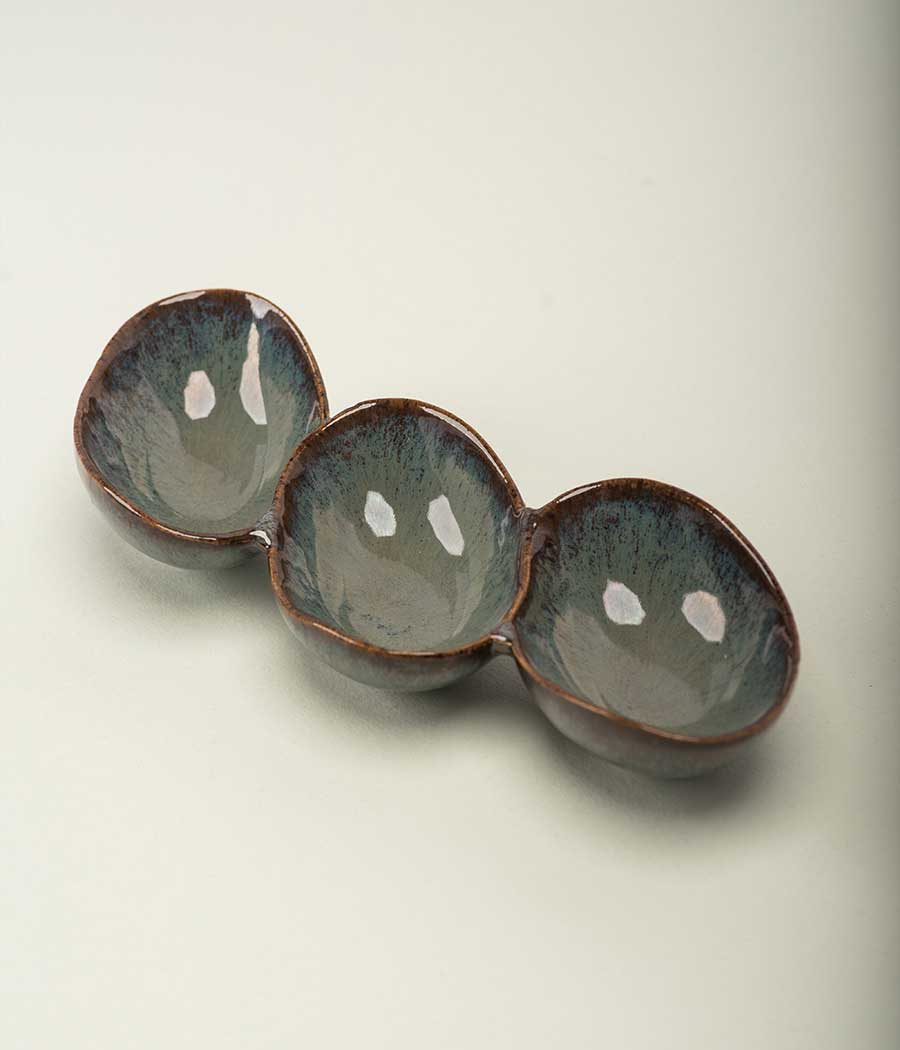 3 Dip Pots Ceramic Platter