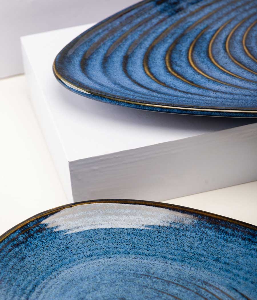 Cobalt Energy Ceramic Platter Set