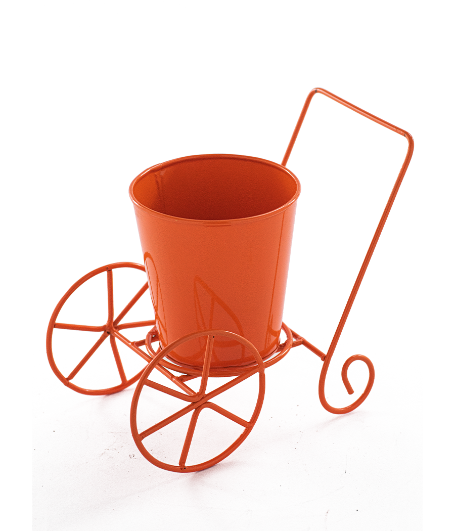 Orange Wheelbarrow Pot