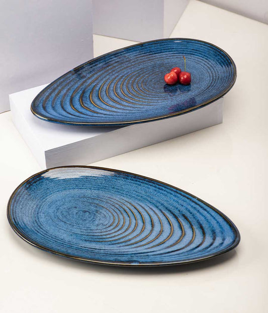 Cobalt Energy Ceramic Platter Set