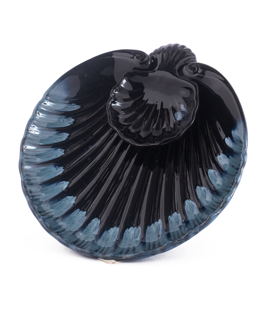 Seashel Black/Blue Serving Ceramic Platter | Single