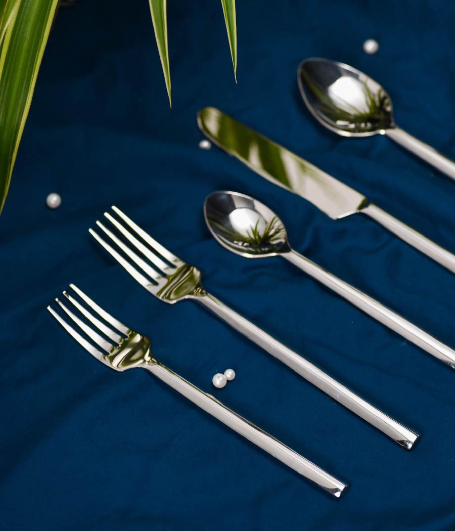 Metal Silver Shiny Stainless Steel Cutlery | Set of 5