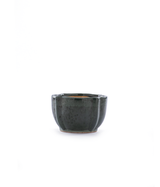 Green Flower Small Ceramic Pot