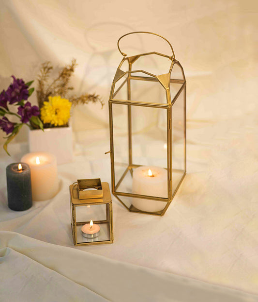 Mini Brass Lanterns Set of 2