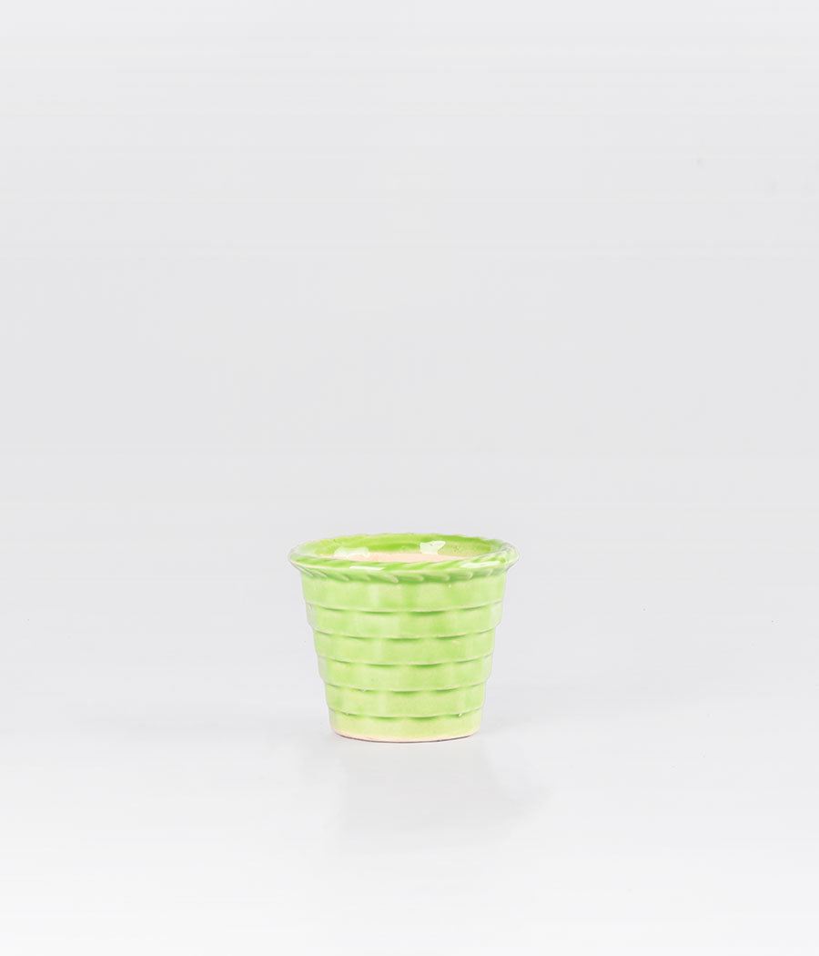 Brick Pattern Mini Green Pot With Rim Online
