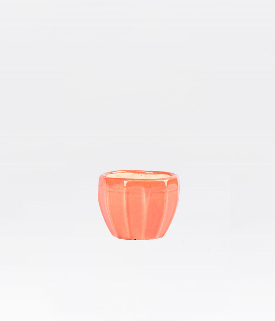 Vertical Ridges Round Ceramic Pink Planter Online