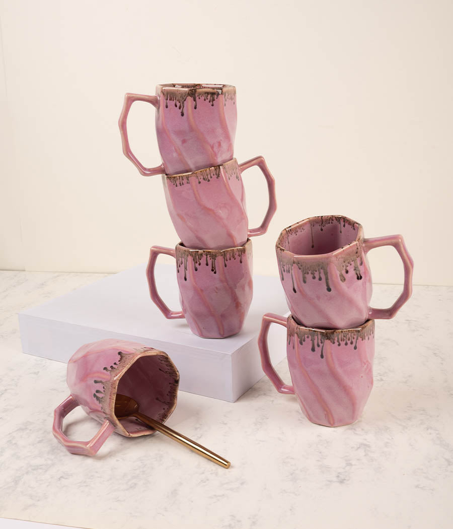 Pink Robin Ceramic Coffee Mugs