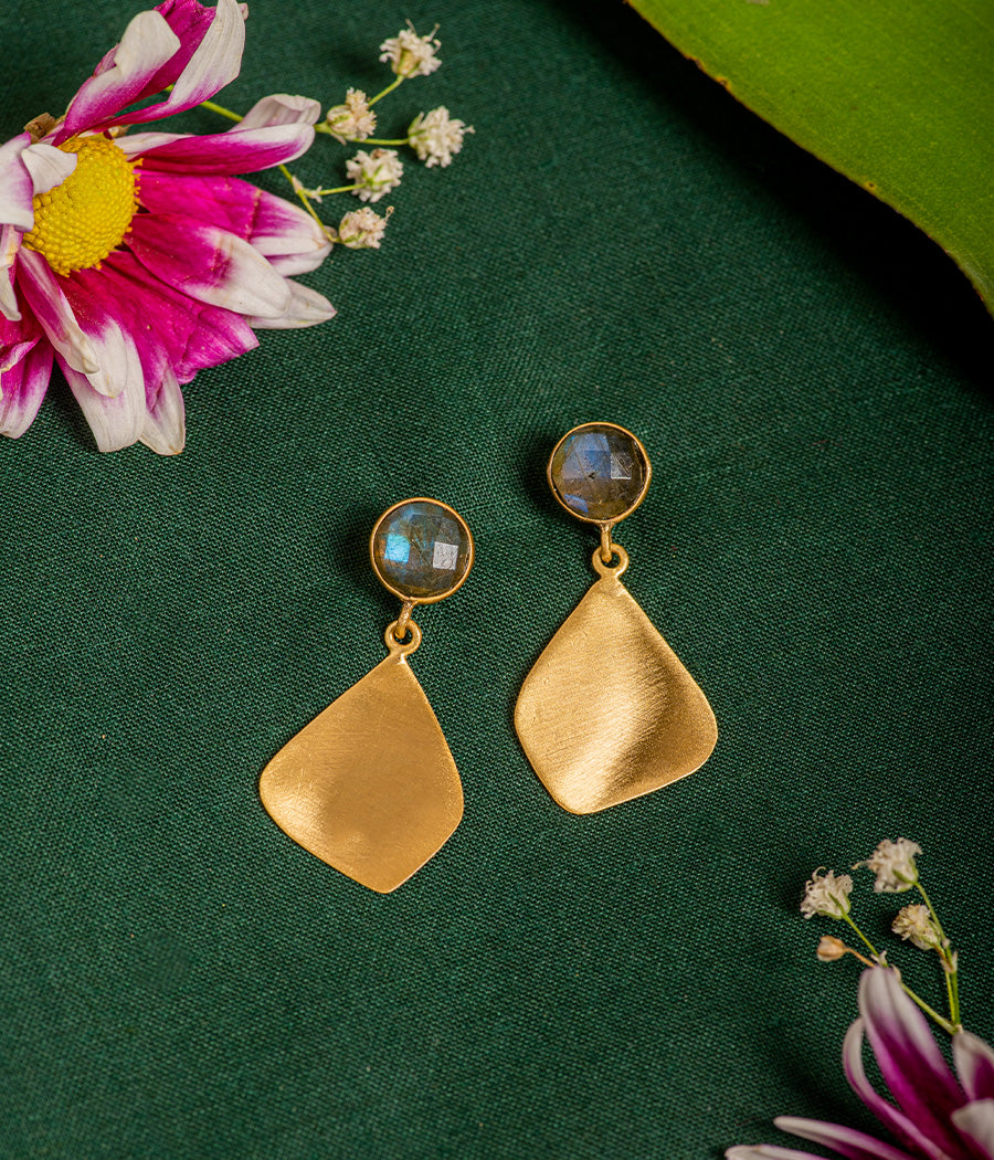 Feather-Lite Labradorite Gold-Plated Earrings