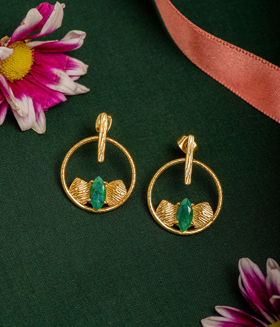 Emerald Gold Plated Earrings